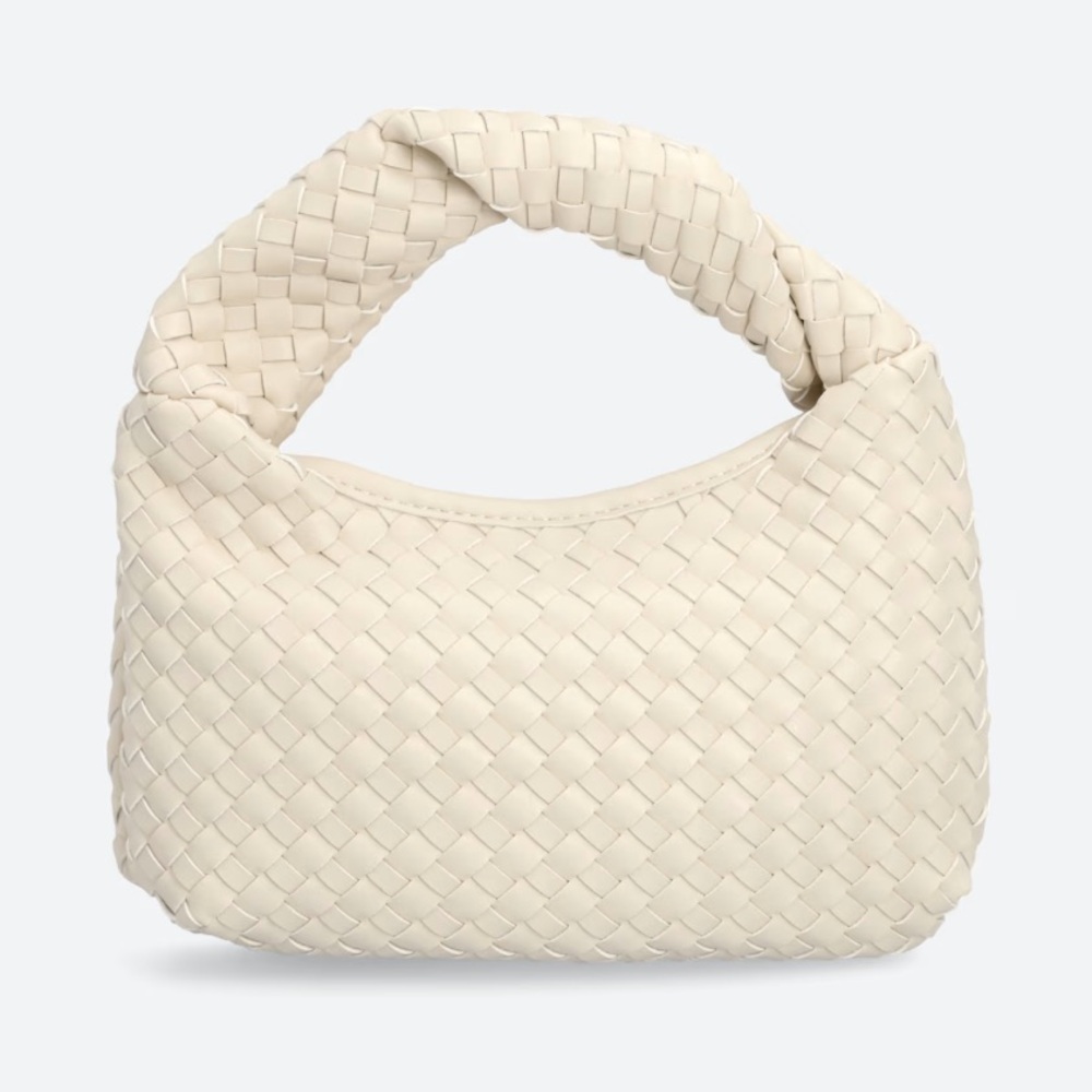 Cream Woven Twist Handbag